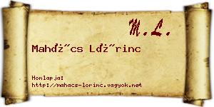 Mahács Lőrinc névjegykártya